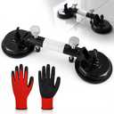 Adjustable Granite Seam Setter with Vacuum Suction Cups and Gloves, Heavy Duty Vacuum Glass Puller for Seam Joining and Leveling, Countertop Installation Tool for Granite Marble Glass