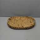 Hand-Woven Rattan Tray with Handles - 17"x13" Oval, Decorative Water Hyacinth Serving Tray for Living Room, Coffee Table, Breakfast in Bed