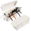 Flemoon [2 Pack] Outdoor Electrical Box Waterproof, Medium Weatherproof Electrical Box (11.5x5.2x4 inch) w/6 Cable Entry Ports, Extension Cord Cover for Power Strip, Timer, Holiday Light, White