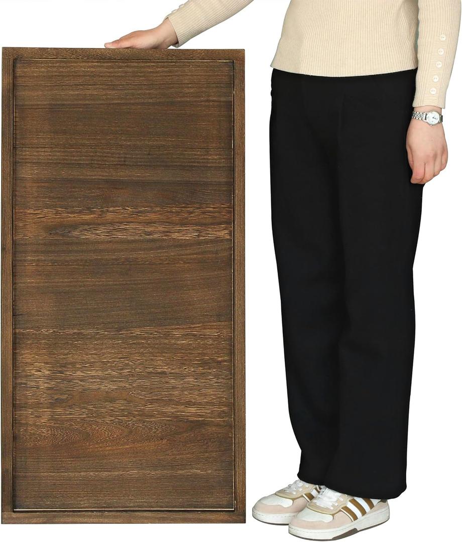 Extra Large Ottoman Table Tray - 40"x20" Rustic Long Rectangle Wooden Nature Serving Tray for Farmhouse Decorative Oversized Coffee Table Trays Living Room Kitchen Counter Breakfast Brown