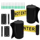 Wall Mount Retractable Belt Barrier 2 Pack, TrreZon Fixed Retractable Belt Barrier with Steel Case 16' Yellow Belt with "Caution: DO NOT Enter" for Grocery, Retail Store, Office, Stadium, School