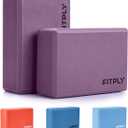 Yoga Blocks 2 Pack - Non-Slip Yoga Brick & Foam Blocks Yoga Set, High-Density Pilates Block for Stretching, Meditation, and Exercise Blocks Foam, Ideal for Deep Poses (9"L x 6"W x 3"Th, Purple)