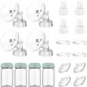 4 Full Pump Parts Kits for Spectra S1/S2/9 Plus/Synergy Gold, Replacement Kit for Spectra Pump Parts 4PC,Include 28mm Flange, Duckbill Valve, Tube, Bottle, Backflow Protector, Not Original Accessories (Green)