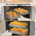 DONGULI Air Fryer Basket Oven - 2 Set Large Air Fryer Basket and Tray Stainless Steel Oven Air Fryer Rack Pan Accessories for Baking 15.7"x11.8"