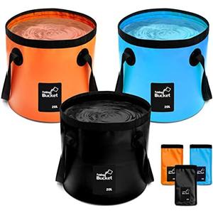3 Pcs 5 Gallon Bucket Collapsible Foldable Bucket with Handle for Camping Fishing Hiking to Hold Water Folding Container Carry Bag Multiple Use Portable Fold up Lightweight