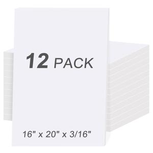 MYFAMIREA 12 Pack White Foam Board 16" x 20", 3/16" (5MM) Thick Board Poster Acid-Free Foam Core, Double Sided Foamboard Sheets for Projects, Art, Craft, Presentations and Wedding Signage