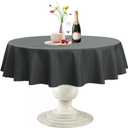 Softalker Round Tablecloth, Waterproof & Stain Resistant Table Cloth Wrinkle Free Fabric Washable 210GSM Polyester Table Cover for Dining/Party/Outdoor - 90 inch, Grey