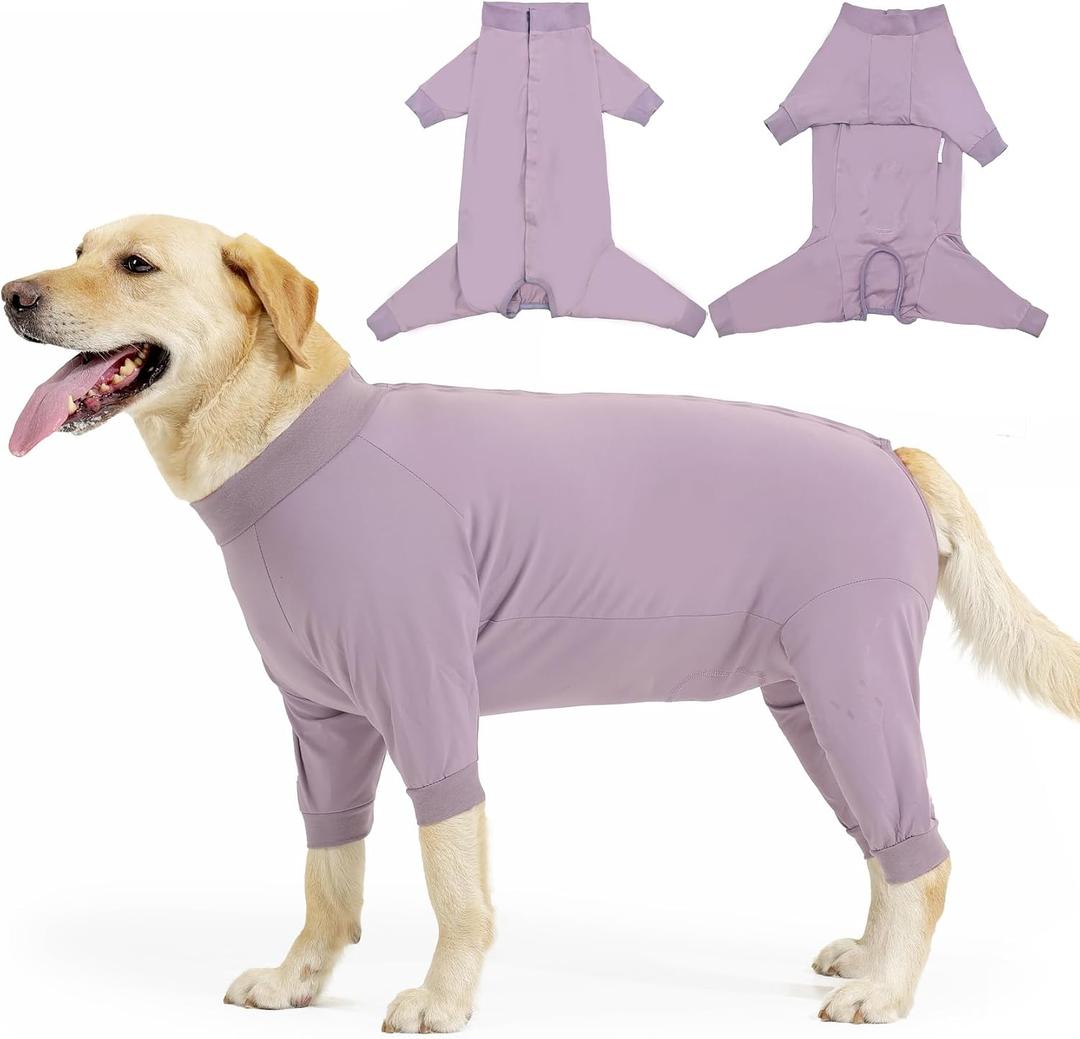 LIANZIMAU Dog Surgery Recovery Suit Full Body Alternative to Cone with Leg Sleeves Comfortable Spay Neuter Suit for Female Male Dogs Postoperative Protective Pet Clothes Pink XXXL