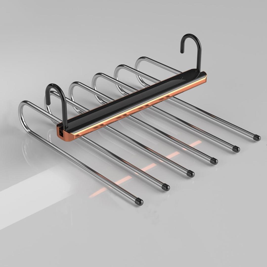 XJLKYMX Pants Hangers, 6Tier Closet Organizers and Storage Clothes Hangers,Stainless Steel Multifunctional Closet Organizer,Organization for Pants Trousers Jeans Leggings Slacks,Black Gold