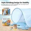Tiny Land Baby Beach Tent – Pop Up Baby Tent with UV Protection, Portable Baby Beach Essentials, 35.4"x27.6"x31.5" Sun Shelter for Infants, Baby Summer Outdoor Use (Light Blue Gingham)