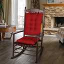 ELFJOY Rocking Chair Cushion Kitchen Chair Cushions with Seat Back Cushion Smooth and Comfortable Chair Pads with Ties 17x17 inch + 17x21 inch, Red