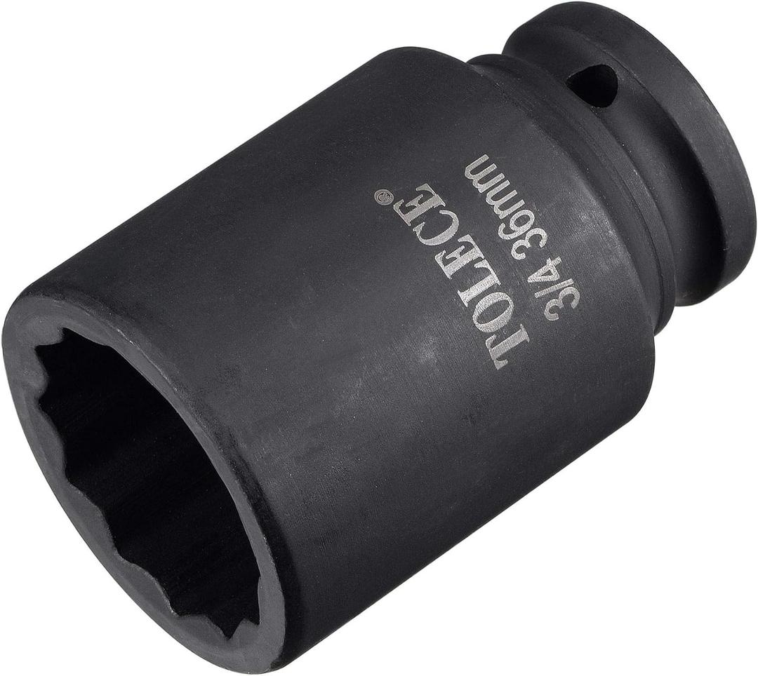 uxcell  1-9/16 Drive 36mm 12-Point Deep Impact Socket, CR-MO Steel 78mm Length, Metric Sizes