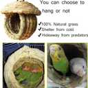 Hamiledyi Birds Nest Straw Birdhouse Natural Fiber Bird Nest Hut Cozy Resting Breeding Place with Birds Toy for Medium-Sized Parrots Conures Cockatiel,Large