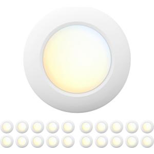 20 Packs 6 Inch 5CCT Field Selectable LED Low Profile Recessed & Surface Mount Disk Light, Round, 15W, 920 Lumens, CRI80, 27K-30K-35K-40K-50K, Driverless, Dimmable, ETL & Wet Rated, White