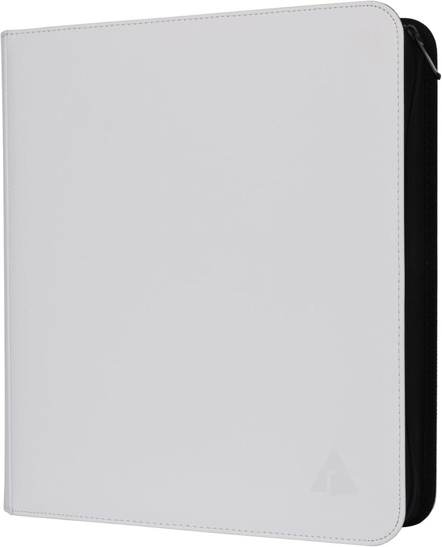 Trading Card Binder, 9 Pocket Fit 1404 Cards - Metal D-Ring Card Holder with 78 Double-Sided Clear Pages, Top-Loading Collectors Album -White