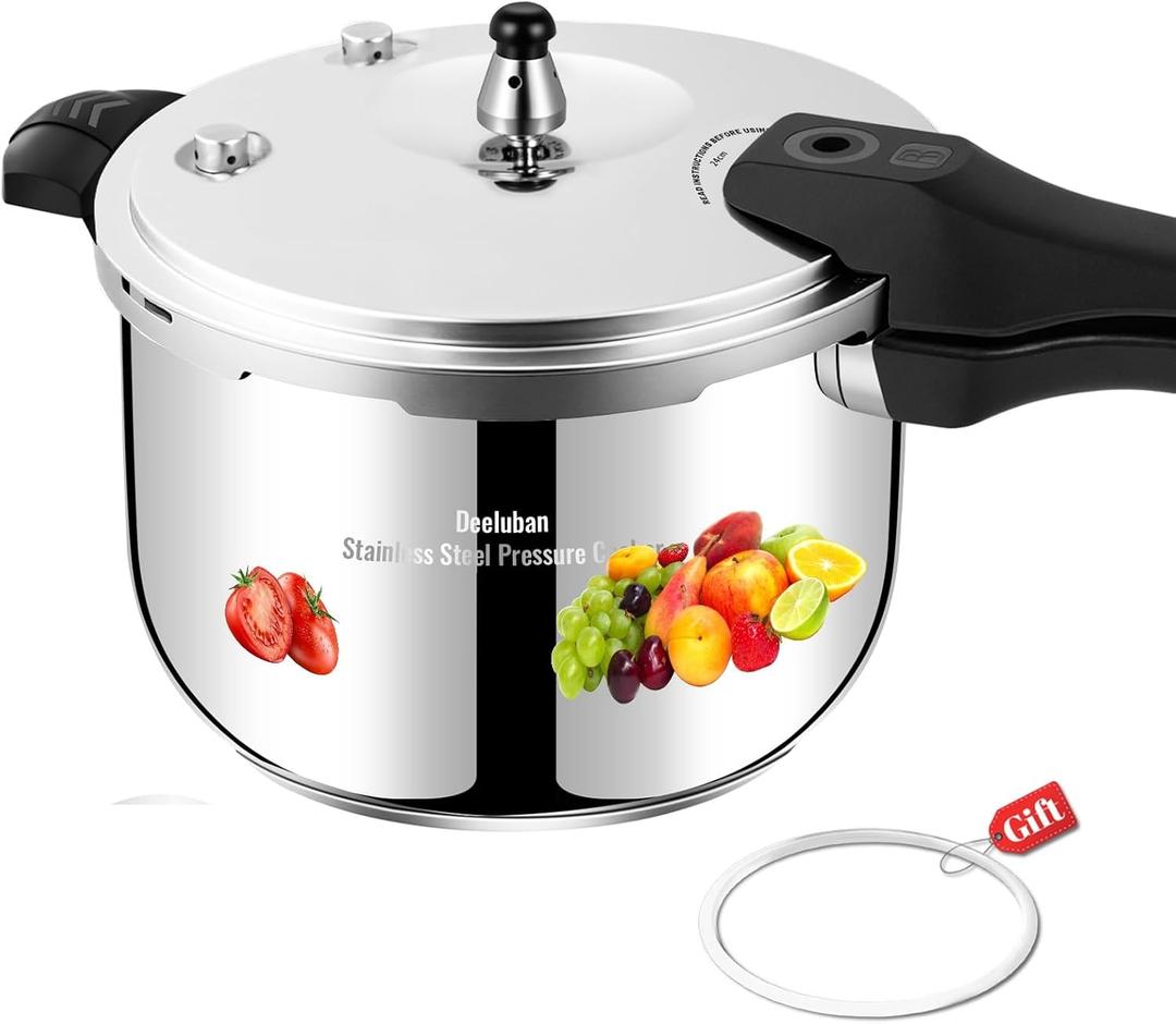 Small Pressure Cooker Stainless Steel, Deeluban 3.17 Quart Thickened Pressure Cooker with Safety Valves Safeguard Devices, Even Heat Distribution, Compatible with Gas & Induction Cooker 1-2 people Use
