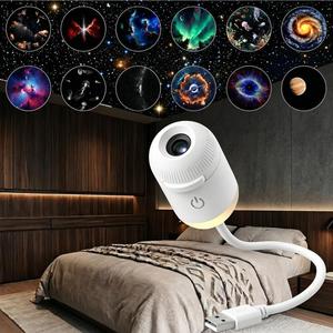 2-in-1 Galaxy Projector Night Light,USB Portable Starry Sky Night Light Projector for Bedroom,Adjustable Brightness 360 Rotating Design,Mini LED Nightlight Wall Lamp for Adults and Kids