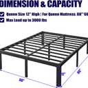 Hunlostten 12" High Queen Bed Frame No Box Spring Needed, Heavy Duty Metal Platform Bed Frame Queen Size with Round Corners, Easy Assembly, Noise Free, Black
