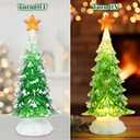 WONDER GARDEN Light Up Christmas Tree, 12 Acrylic Christmas Tree Snow Globe, Battery Operated Water Swirling Glitter Led Lights Christmas Decorations Figurines for Indoor for Tabletop