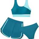 Girl Swimsuit One Piece Bathing Suit for Girls Solid Color Ruched Adjustable Straps Padded Swimwear 9-16y (9-10 Years, Light Green)