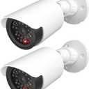 WALI Dummy Fake Camera, Surveillance Security CCTV Dome Camera, Indoor Outdoor Cameras, with One LED Light, Security Alert Sticker Decals (TC-W2), 2 Pack, White