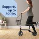 Medline Steerable Knee Walker, Large 8" Wheels, Adjustable Height and Storage Bag, Supports up to 300 lbs, Black
