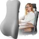 High Back Support Pillow for Office Chair Fully Support Entire Back for Pain Relief and Comfort - Memory Foam Lumbar Support Pillow for Office Chair,Computer,Recliner (Light Gray)
