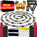 55 Inch High Limb Rope Saw with 70 Sharp Teeth, Effortless 360 Arborist Tree Limb Cutter  Dual Sided Chain Cutting Tool for High Branches, Pocket Wire Chain for Outdoor Adventures with Storage Box