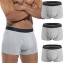 Mens Absorbent Incontinence Underwear Washable Open Fly Leakage Protective Briefs Adult Leak Proof Boxer (3 Gray, XXL)