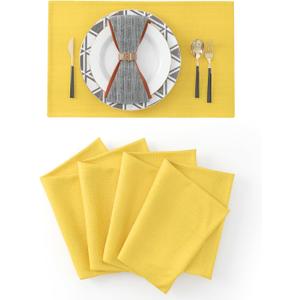 4 Piece Soft Handmade Faux Linen Place Mats Heat Resistant Dining Table Place Mats Kitchen Table Mats, 12x18, Yellow