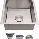 16 Inch Bar Sink Undermount  Delironexu 18 Gauge Stainless Steel Small Kitchen Sink, 16"x16"x8" Square Small Bar sink, Single Bowl Wet bar Sinks with Brushed Finish for Outdoor, RV, and Prep Use