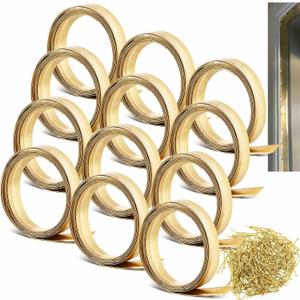 Zonon 1-1/8" W x 106.30' L Spring Bronze Weather Stripping Metal Brass Weather Strip Copper Weatherstripping for Exterior Old Door or Window Seal with Mounting Nails(Flat)