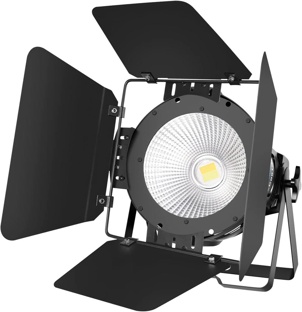 BETOPPER White Stage Par Lights w/Barndoor Professional 100W COB Spotlight Bright DJ Light Strobe Lighting for Church,Parties,Wedding,Therter,Live Events,Stage etc. (1)