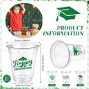 Eaasty 100 Pcs 12oz Graduation Cups 2026 Disposable Plastic Cups for Class of 2026 Graduation Party Congrats Grad Elegant Party Supplies Tableware Decorations (Green)