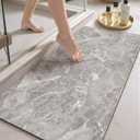 Color&Geometry Ultra Thin Bathroom Rugs Non Slip,Absorbent Quick Dry Bath Mats for Bathroom,Thin Bath Rugs Washable with Rubber Backing Fit Under Door Outside Shower,Gray Marble,24"x36"