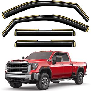 in-Channel Window Rain Guards Fit for Truck Chevy Silverado/GMC Sierra 2500HD 3500HD 2020-2026 Crew Cab Extra Durable Window Visors Window Deflectors Vent Shades Car Accessories-4 pcs 2-Q12
