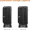 Expandable Lightweight PC Hard Shell Suitcase, 20-inch Carry On Luggage with TSA Lock, 360 Silent Spinner Wheels, Top Opening & Cup Holder - Ideal for Business Travel Suitcase (Black)