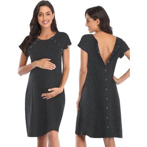 Women's Maternity 3 in 1 Delivery Labor Nursing Nightgown Hospital Gown Sleepwear for Breastfeeding, 2 XL