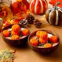 2 Pcs Thanksgiving Scented Candle 5.9'' Fall Autumn Pumpkin Candle Decoration Spice Soy Wax Scented Coconut Bowl Tables Decor for Home Bedroom Bathroom Holiday Farmhouse Party Gift