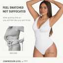FeelinGirl Shapewear Bodysuits for Women Tummy Control Body Suits Deep V Neck Thong Body Shaper, White, XL