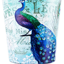 10L Retro Style Kitchen Trash Can Bedroom Trash Bin Wastebasket for Bathroom Office Living Room (Peacock)