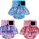 Langsprit Female Dog Diapers (3 Pack) - No Leak Washable, Highly Absorbent for Dogs in Heat, Incontinence, Excitable Urination or Period - Reusable, Size S