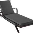 Chaise Lounge Cushions Outdoor, Waterproof Lounge Chair Cushion, 80x 26x 3 Inch Outdoor Chair Cushions with Ties, High-Density Foam Patio Lounge Chair Pads for Lawn, Pool & Beach, Dark Grey