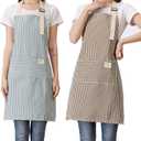 Lofekea Aprons 2 Pack Adjustable Bib Aprons with 2 Pockets Cotton Linen Cooking Kitchen Chef Apron for Women and Men (Multi)