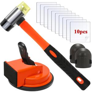 Floor Gap Fixer Tool Kit With Rubber Mallet & 10 Reusable Sticky Pads& 2 Knee Pads,Suction Cup Laminate/Vinyl Flooring Tool For Fix Gaps,Heavy Duty Floor Gap Repair Kit For Vinyl Plank Hardwood Floor