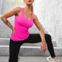 ATTRACO Ribbed Workout Tank Tops for Women with Built in Bra Tight Racerback Scoop Neck Athletic Top (Pink, M)