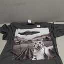 Cat Selfie with Alien UFO Funny Cat Gifts for Men Women Kid T-Shirt, L