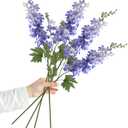4Pcs Blue Flowers Artificial for Decoration,33'' Artificial Delphinium Flowers Long Stem Silk Flowers for Home Decor Indoor Weddings Party Centerpieces