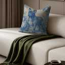 Blue Chinoiserie French Bulldog Pillow Covers 18x18, Frenchie Gifts for Women, French Country Toile de Jouy Frenchie Dog Decorative Throw Pillow Covers for Home Living Room Bedroom (Color-13)