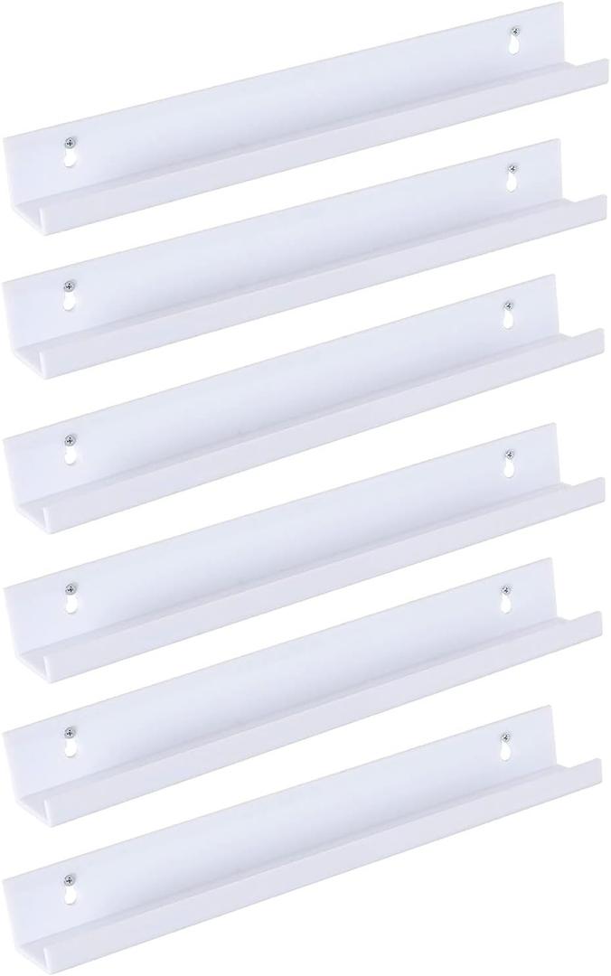 Sooyee 6 Pack Wall Shelves,15 Inch Floating Shelf Hanging Shelves for Wall Storage,Small Bookshelf,Kids Room Decor,Wall Mounted Shelves Display for Funko pop,Toy,Record,Vinyl,Picture,Book,White